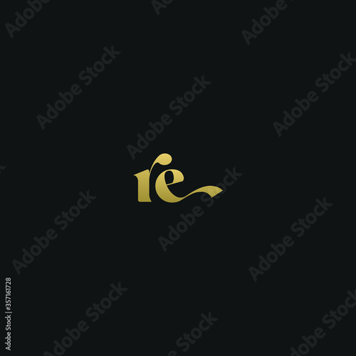 Creative modern elegant trendy unique artistic ribbon RE ER R E initial based letter icon logo.