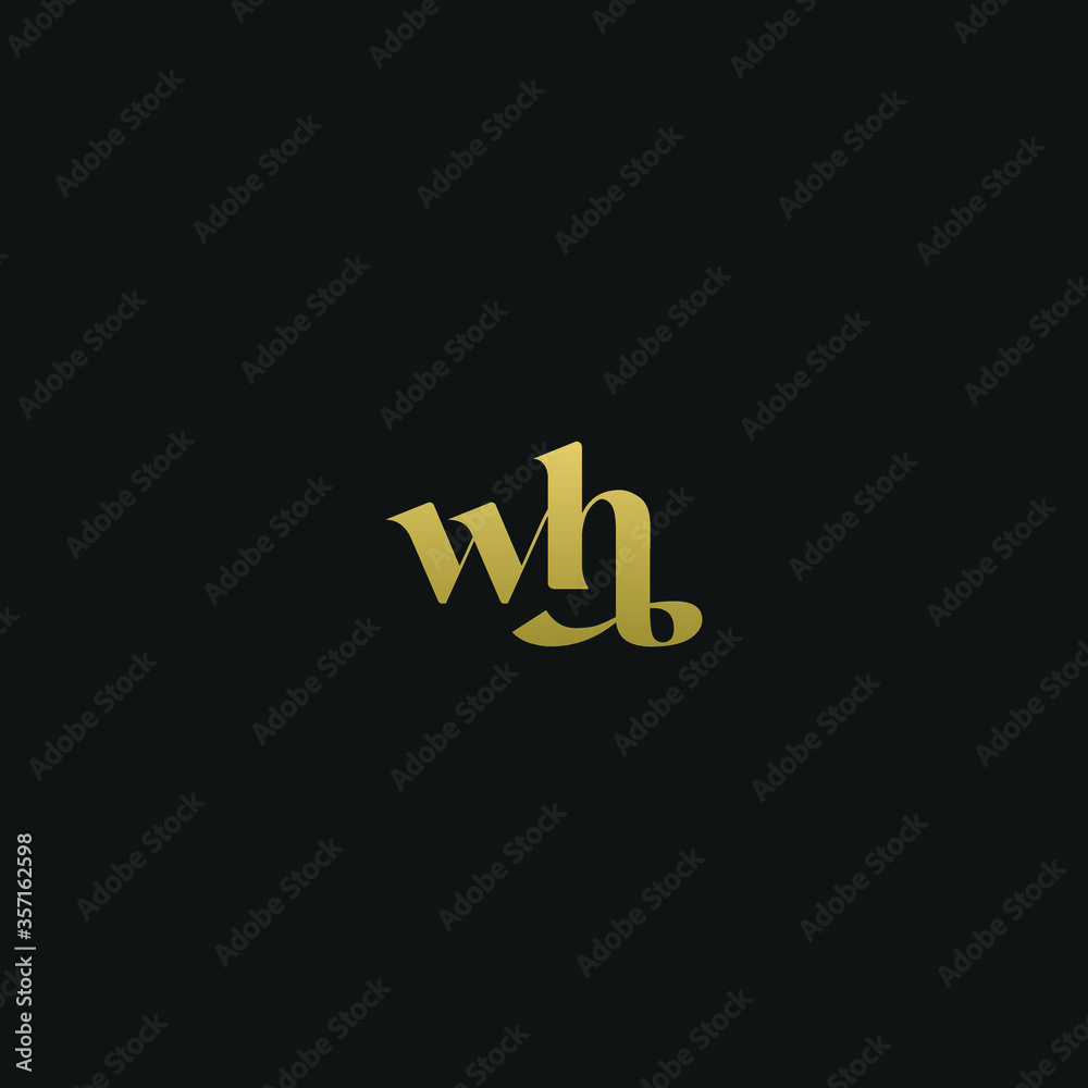 Creative modern elegant trendy unique artistic ribbon WH HW H W initial based letter icon logo