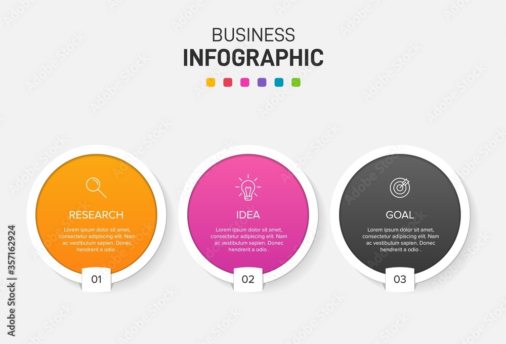 Concept of arrow business model with 3 successive steps. Three colorful graphic elements. Timeline design for brochure, presentation. Infographic design layout. Concept of arrow business model with 3 successive steps. Three colorful graphic elements. Timeline design for brochure, presentation. Infographic design layout.