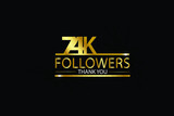 74K,74.000 Followers celebration logotype. anniversary logo with golden and Spark light white color isolated on black background, vector design for celebration, Instagram, Twitter - Vector
