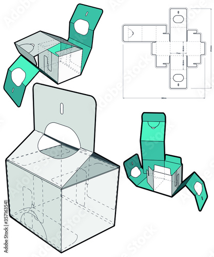 Tea Folding Box Self Asembly (Internal measurement 7.7x6.5+6.5 cm) and Die-cut Pattern