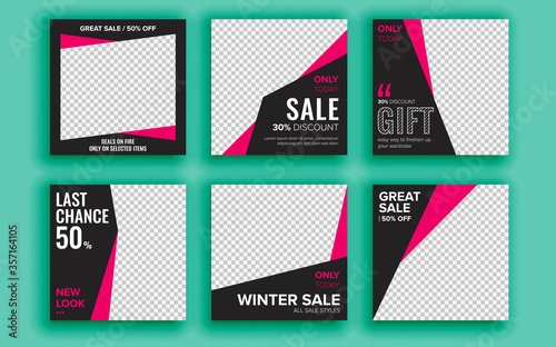 Set of sale banner template design. Vector illustration.