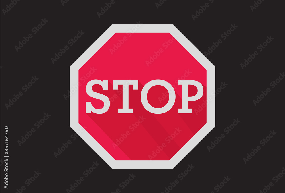 Red Stop sign isolated on Black background. Traffic regulatory warning stop symbol Red Stop sign isolated on Black background. Traffic regulatory warning stop symbol