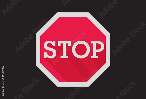 Red Stop sign isolated on Black background. Traffic regulatory warning stop symbol