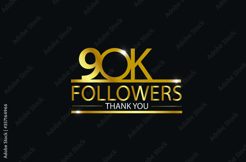 90K,90.000 Followers celebration logotype. anniversary logo with golden ...