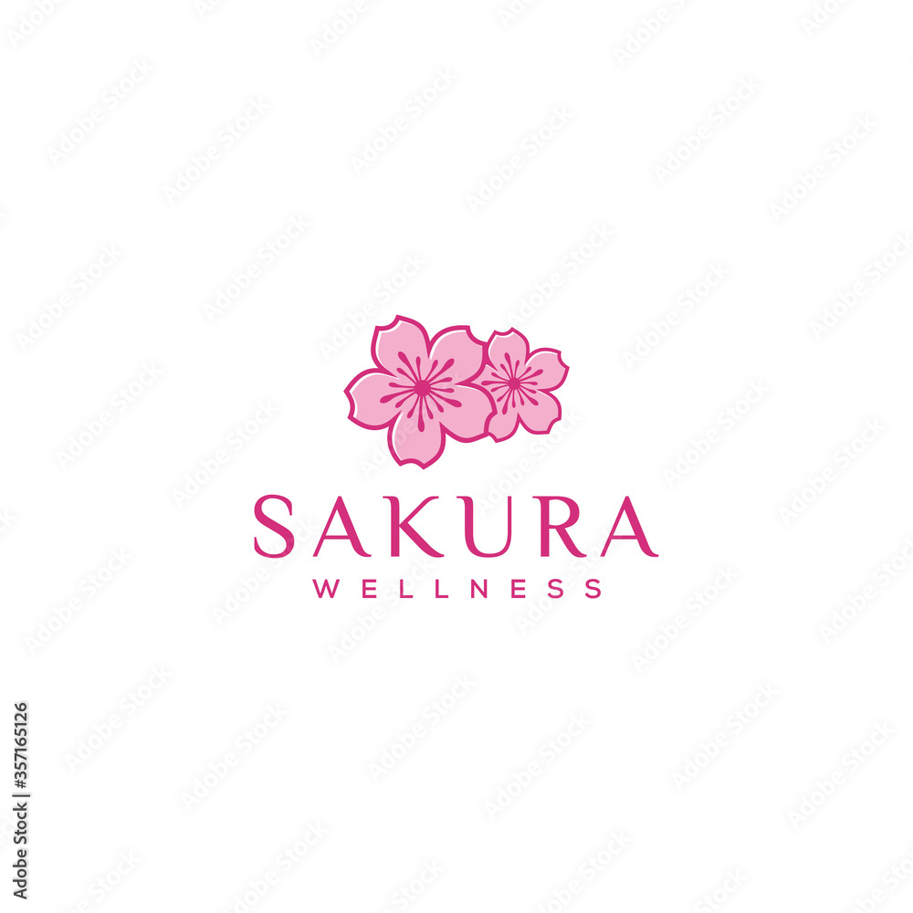 Modern natural Cherry blossoms flower icon design logo concept icon template