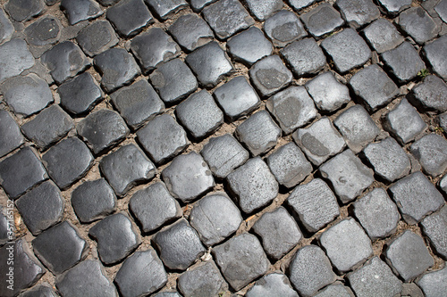 Top view of cobblestone in Rome