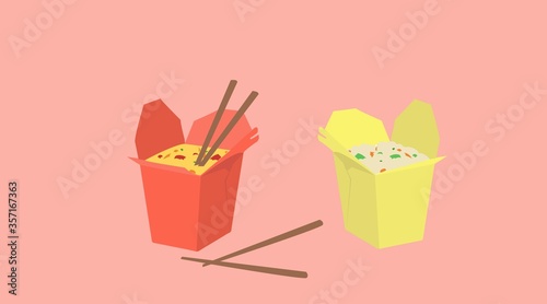 Vector Isolated Illustration of Chinese Food