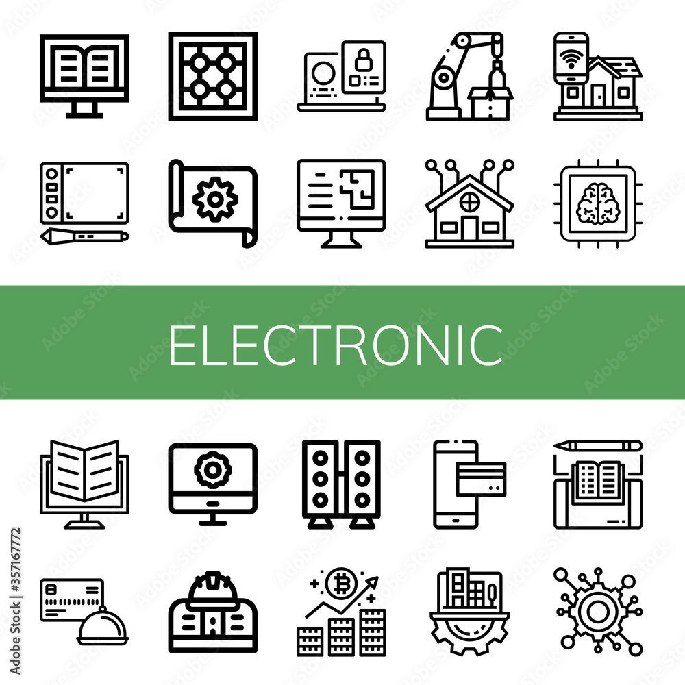 electronic simple icons set