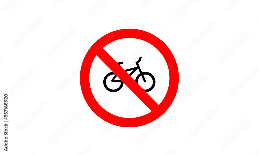 No bicycles prohibition sign ban red and white circle vector illustration No bicycles prohibition sign ban red and white circle vector illustration