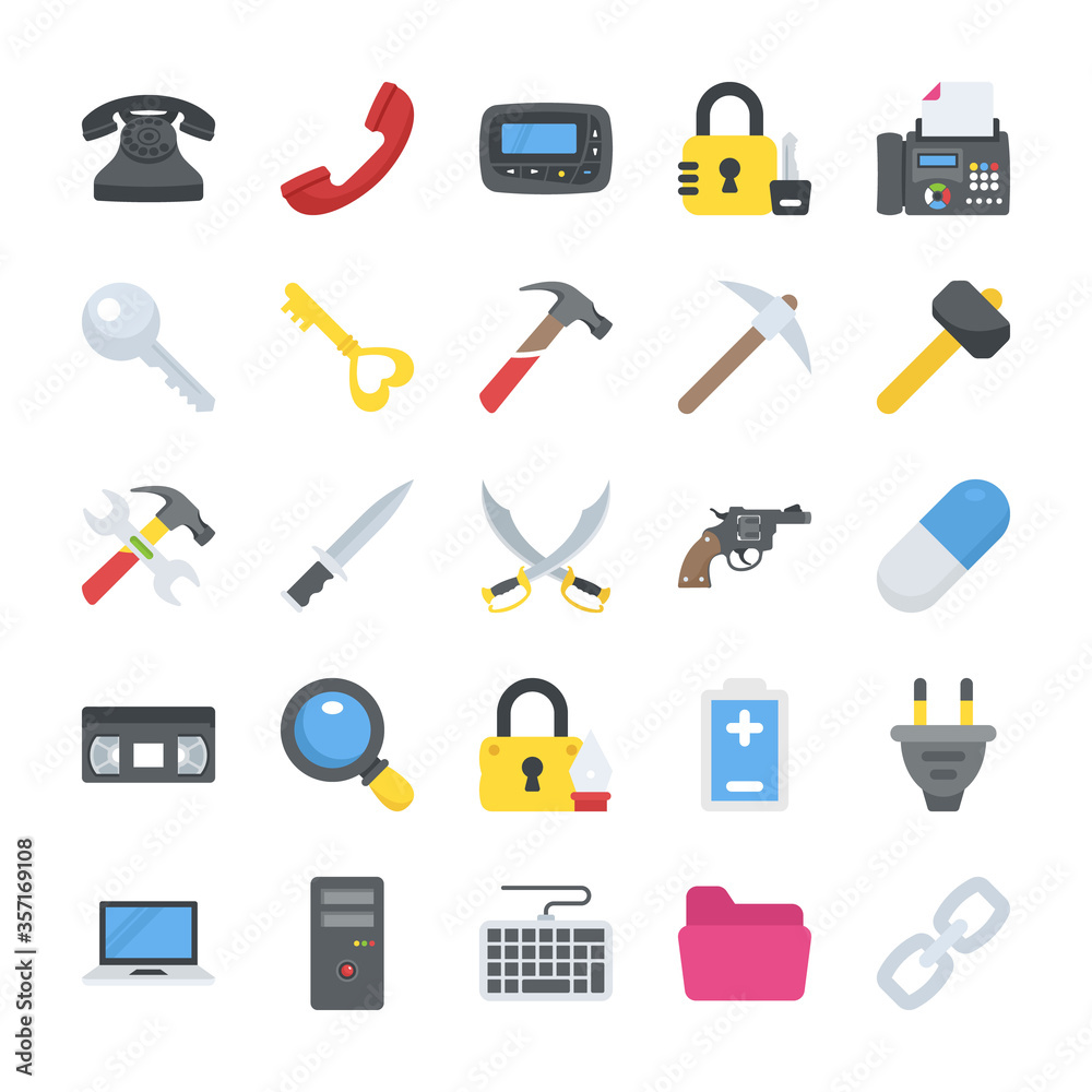 Objects Flat Icons Pack
Objects Flat Icons Pack