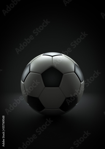 Soccer ball on the  black background, 3d render © efks