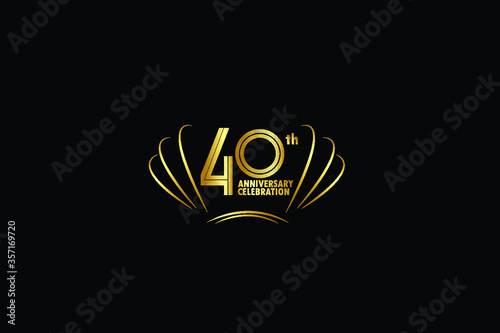 40 years anniversary celebration logotype. anniversary logo with golden and Spark light white color isolated on black background, vector design for celebration, invitation greeting card-Vector