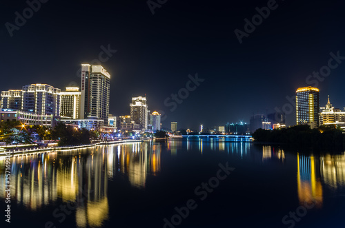 Night panorama view of Sanya city on Hainan island  China