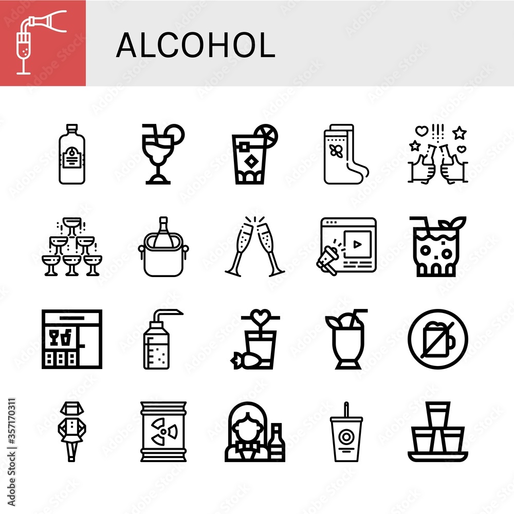 alcohol simple icons set alcohol simple icons set