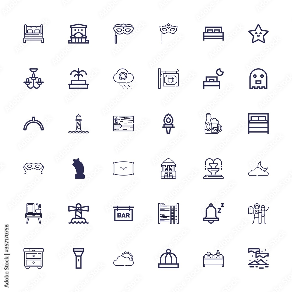 Editable 36 night icons for web and mobile