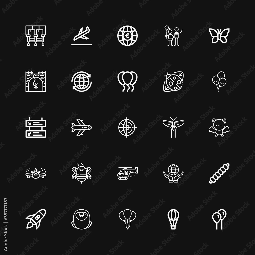 Editable 25 fly icons for web and mobile