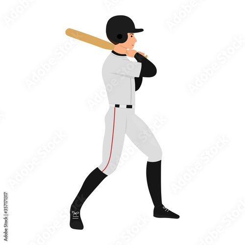 Male baseball player with a bat vector illustration