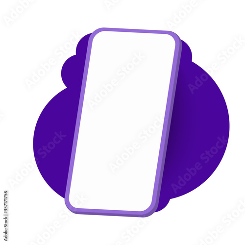 Smartphone frameless blank screen isolated flat. Purple Mockup generic device. UI or UX smartphone. Template for infographics or presentation 3D realistic phones. Mobile different angles