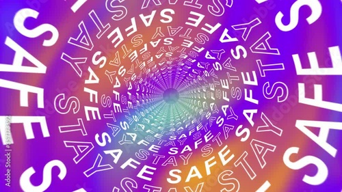 Stay safe colorful 3d typography animation. looping animated background. Endless wallpaper stock footage