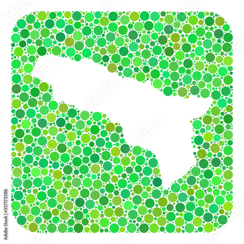 Map of Abkhazia mosaic designed with rounded rectangle and carved shape. Vector map of Abkhazia mosaic of circle elements in various sizes and green color hues.