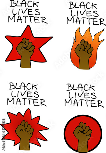 Black lives matter fist set illustrations