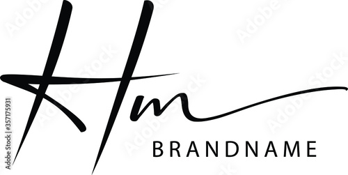 HM Letter Initial Logo Design, Vector Template