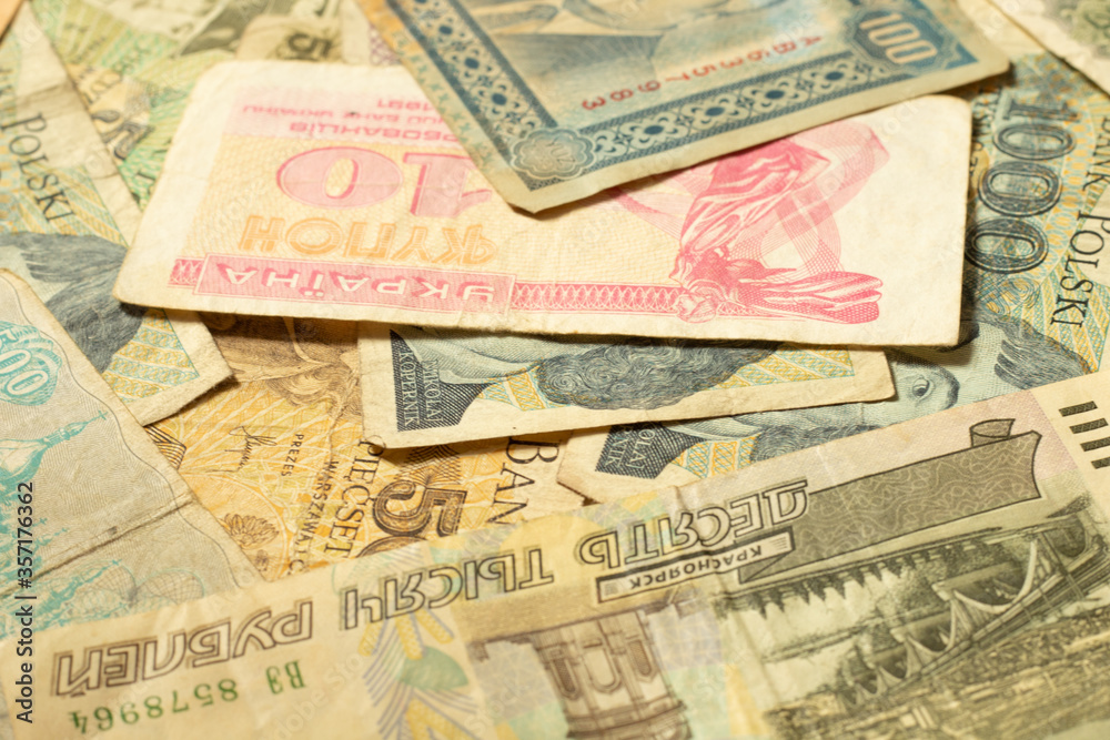 Background with old money. Expired banknotes. Old past due money. Background with old money. Expired banknotes. Old past due money.