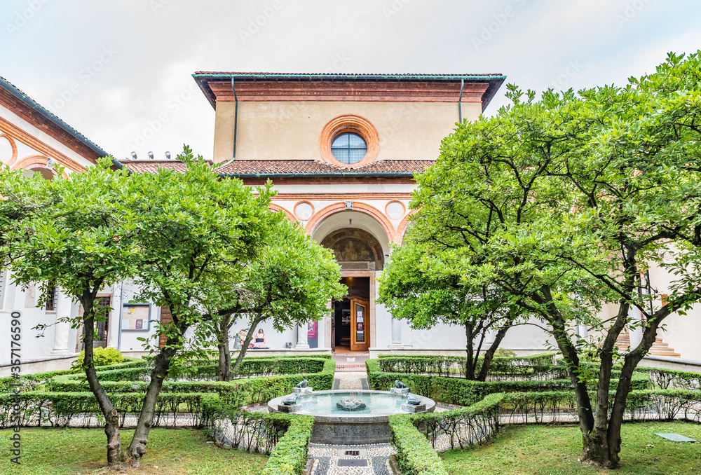Courtyard of the Santa Maria delle Grazie in Milan, Italy, a UNESCO World Heritage Site.