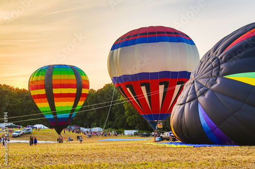 Inflating hot air balloons