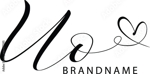 Uo Letter Initial Logo Design, Vector Template