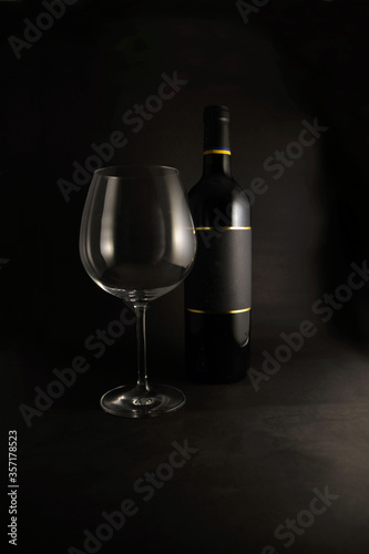 Wine bottle at a dark background