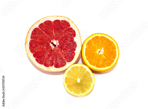 photo of lemon  grapefruit and orange closeup  isolate