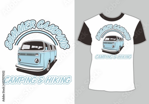 t shirt design van camper,isolated easy to edit