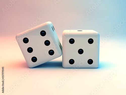 Dice 3D render Ludo gaming dice monopoly dice casino dice 