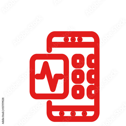 red glossy icon for mobile phone
