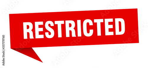 restricted banner. restricted speech bubble. restricted sign