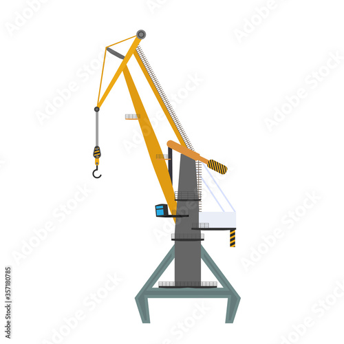 Industrial crane for lifting goods. Good for design on the topic of distribution, logistics and freight. Isolated. Vector.