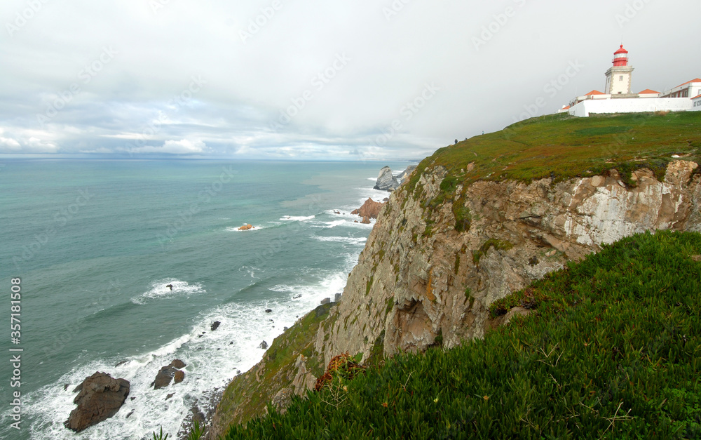 Cabo da Roca is a cape located 140 meters above sea level, on the Portuguese coast, in the village of Colares of the municipality of Sintra, in the district of Lisbon.