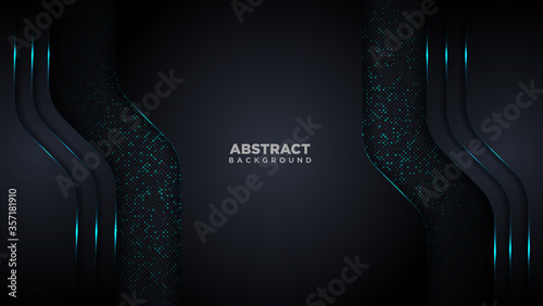 Abstract dark blue luxury background. Beautiful glitter light with futuristic glitter dots. Luxury and modern paper cover background for use banner.