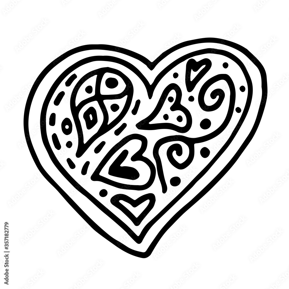 Hand drawn sketch outline heart isolated on white background. Doodle heart filled with drawings and patterns, dots, Hand drawn sketch outline heart isolated on white background. Doodle heart filled with drawings and patterns, dots,
