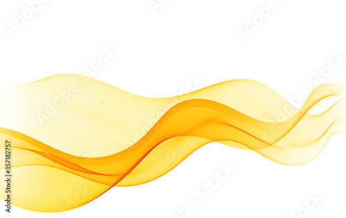 Abstract orange color wave design element. Abstract smooth color wavy vector. Curve flow orange motion illustration. Orange smoke wave lines.