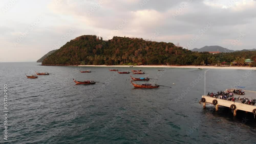 Aerial view, flying over the sea. Fishermen boats mouring. Drone dji mavic air 4K 30fps Aerial view, flying over the sea. Fishermen boats mouring. Drone dji mavic air 4K 30fps