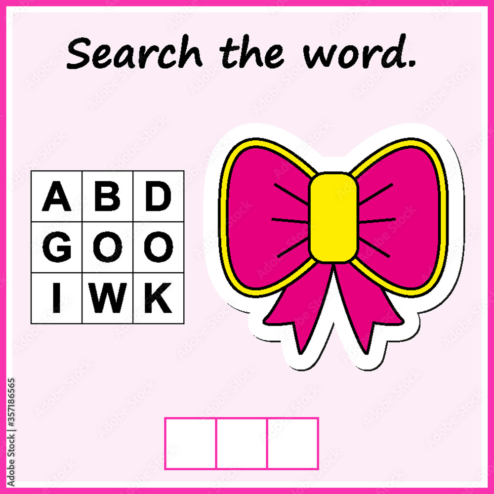 worksheet for preschool kids. Words educational game for children. Find ...