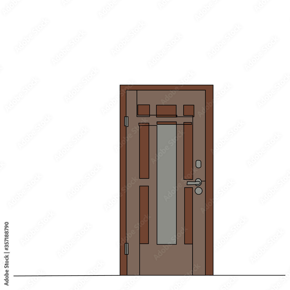 door brown single line drawing