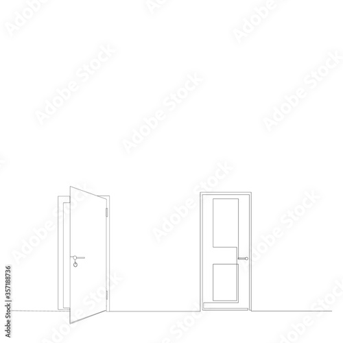 door closed one line drawing, sketch