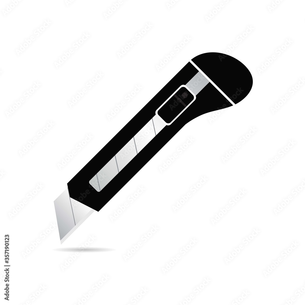Cutter knife, stationery knife icon in trendy style flat design. Vector graphics illustration.