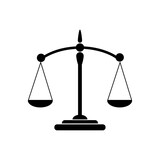 Justice balance scales. Flat vector icon