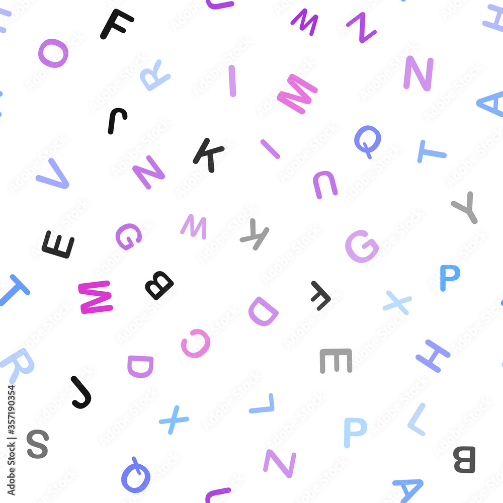 Light Pink, Blue vector seamless background with signs of alphabet. Light Pink, Blue vector seamless background with signs of alphabet.