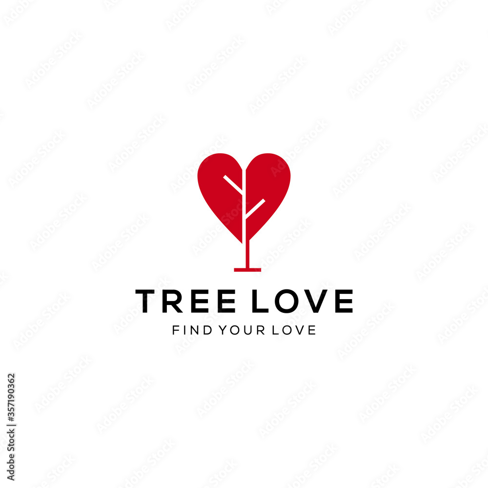 Creative luxury love Tree nature sign logo design vector template